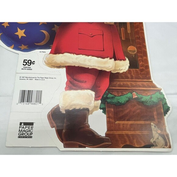 Vintage 2 Paper Magic Group Christmas Santa Claus Die Cut Decoration 13” - Picture 2 of 11